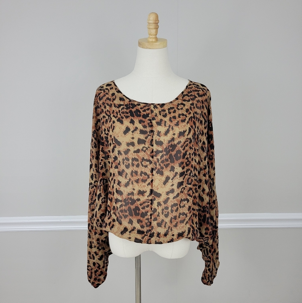 Rachel Zoe 100% Silk Dolman Panther Scoop Blouse Top